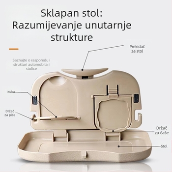 Sklopivi multifunkcionalni stol za auto — plastika, zidni nosač, RS