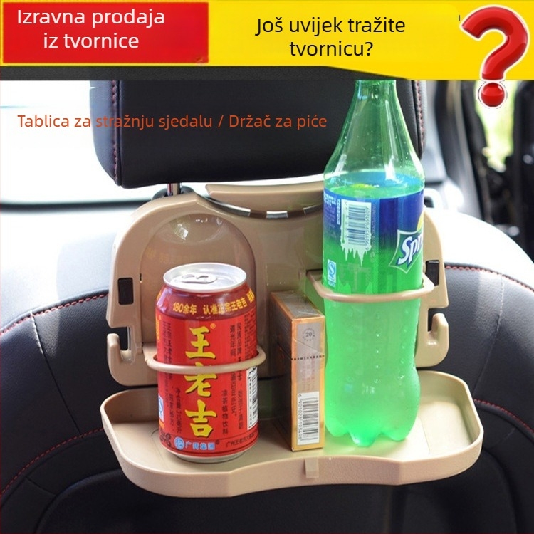 Sklopiva ploča za jelo za stražnju sjedalicu automobila s držačem za čašu i spremnikom za pohranu – ABS plast