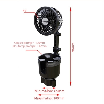 Automobilski držač čaše s ventilatorom – ABS kućište, model Xc-sbj38, šifra proizvoda Xc-sbj38, ugradnja na ploču nadzora, marka XCLPF