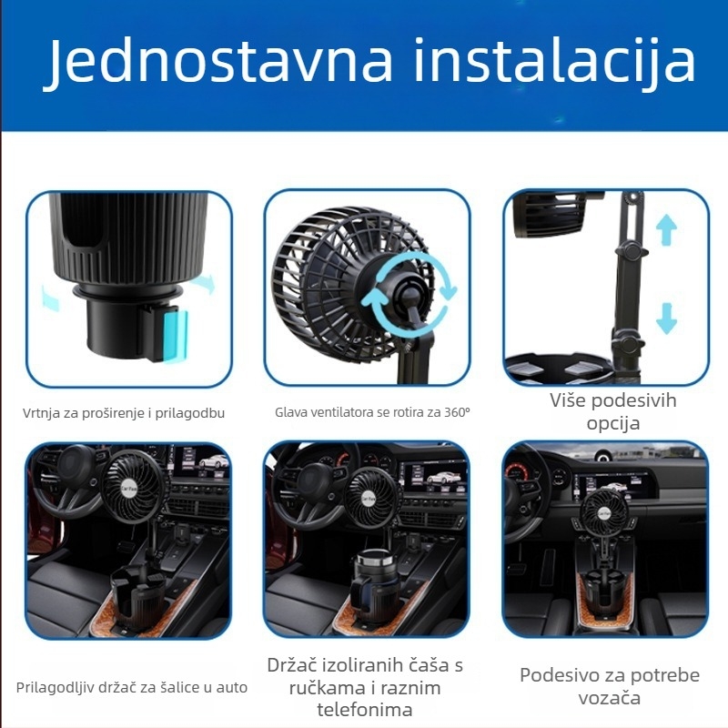 Automobilski držač čaše s ventilatorom – ABS kućište, model Xc-sbj38, šifra proizvoda Xc-sbj38, ugradnja na ploču nadzora, marka XCLPF