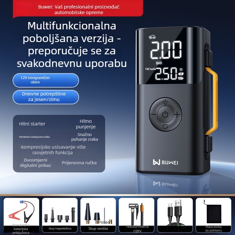 Buwei napuhivačka pumpa zraka i hitni starter – sve-u-jednom izvoru napajanja s električnim paljenjem