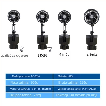 Automobilski ventilator za držač šalice — ABS, montiran na ploču s instrumentima, marka XCLPF, model Xc-sbj38