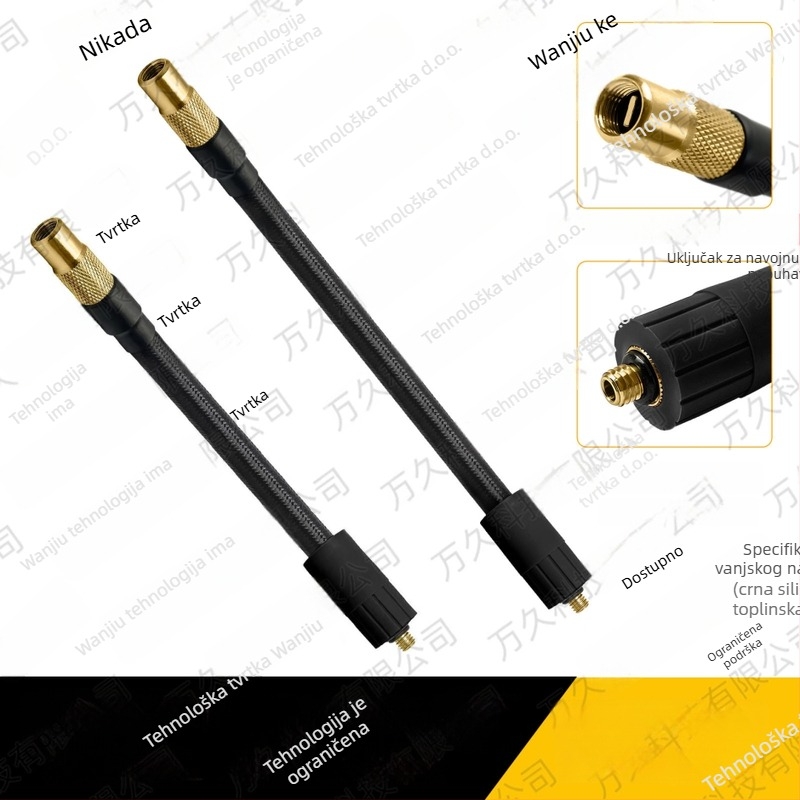 Wanjiu Bakreno-gumeni opleteni adapter za zrakovod — vanjski M6 navoj, okretna brtva, otporan na toplinu, dodatak za napumpavanje guma