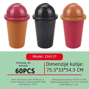 Mini kanta za smeće za automobil s poklopcem, ABS materijal, model 23a137; pogodna za automobil, stol i dnevnu sobu.