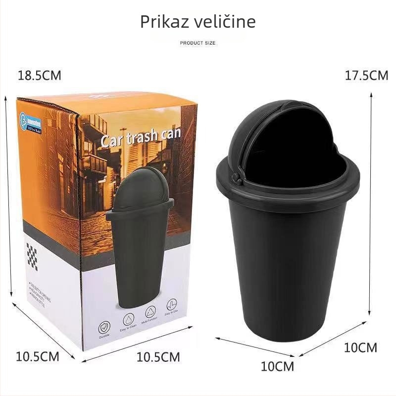 Mini kanta za smeće za automobil s poklopcem, ABS materijal, model 23a137; pogodna za automobil, stol i dnevnu sobu.