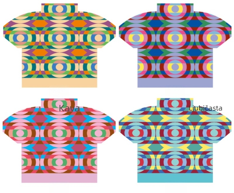 Plisirani top s geometrijskim uzorkom, elastičan, uski kroj, kratki rukavi, pulover-t‑shirt