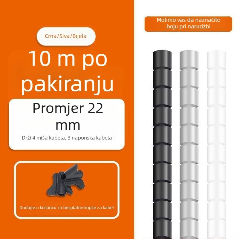Plastična kabelska zaštitna cijev za omatanje i organiziranje kablova — otporna na grickanje kućnih ljubimaca