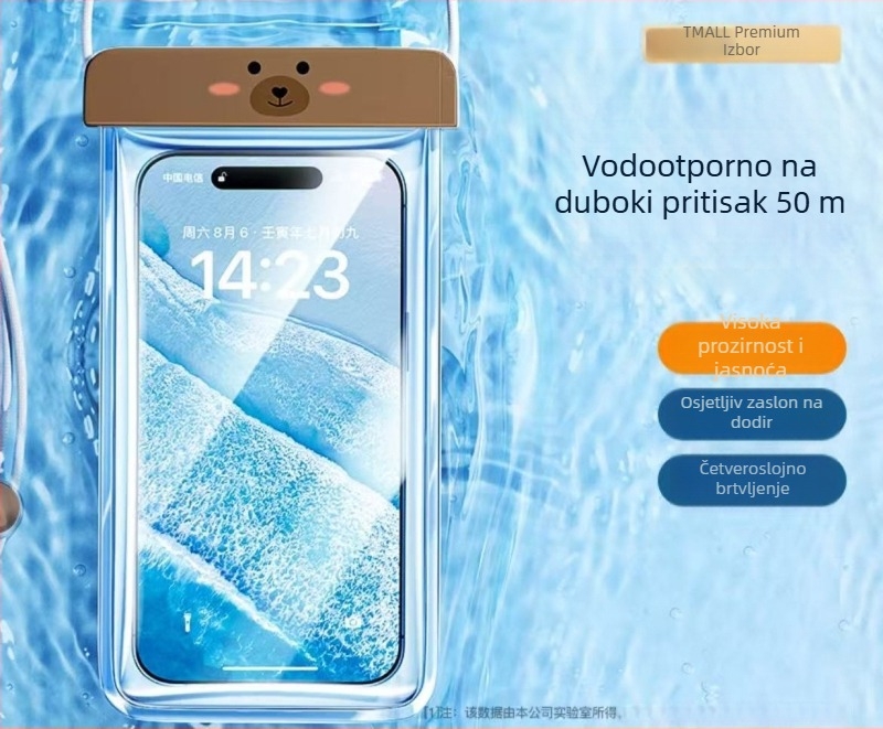 Vodootporna torbica za telefon s mogućnošću dodirivanja, prozirna futrola s automatskim zatvaranjem za plažu, ronjenje i rafting