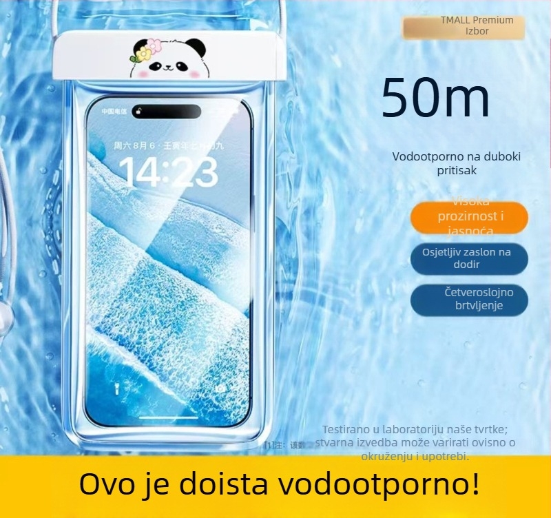 Vodootporna torbica za telefon s mogućnošću dodirivanja, prozirna futrola s automatskim zatvaranjem za plažu, ronjenje i rafting