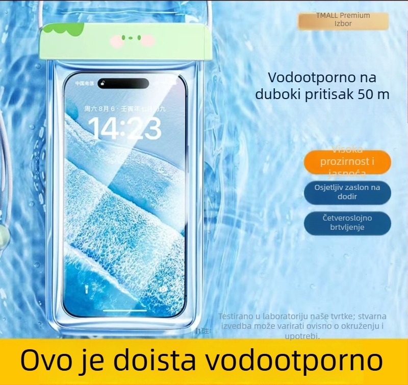 Vodootporna torbica za telefon s mogućnošću dodirivanja, prozirna futrola s automatskim zatvaranjem za plažu, ronjenje i rafting