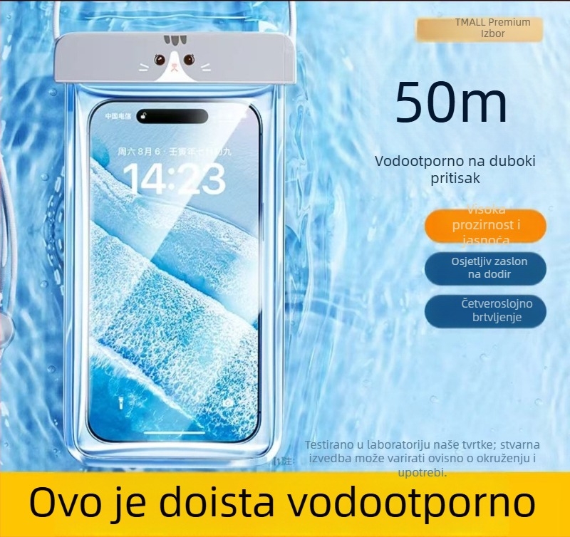 Vodootporna torbica za telefon s mogućnošću dodirivanja, prozirna futrola s automatskim zatvaranjem za plažu, ronjenje i rafting