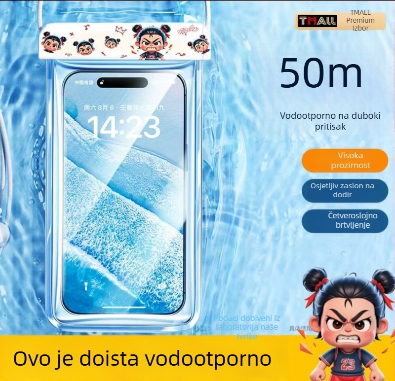 Vodootporna torbica za telefon s mogućnošću dodirivanja, prozirna futrola s automatskim zatvaranjem za plažu, ronjenje i rafting