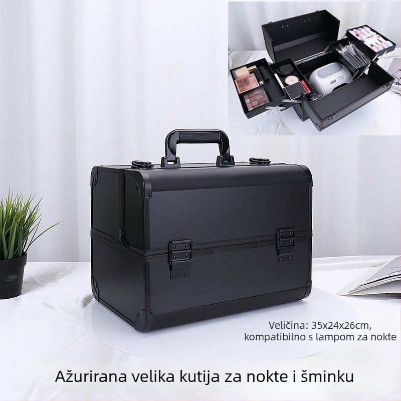 Kutija alata za tetovažu, velika kapaciteta, kutija za šminku s ključem, ABS materijal