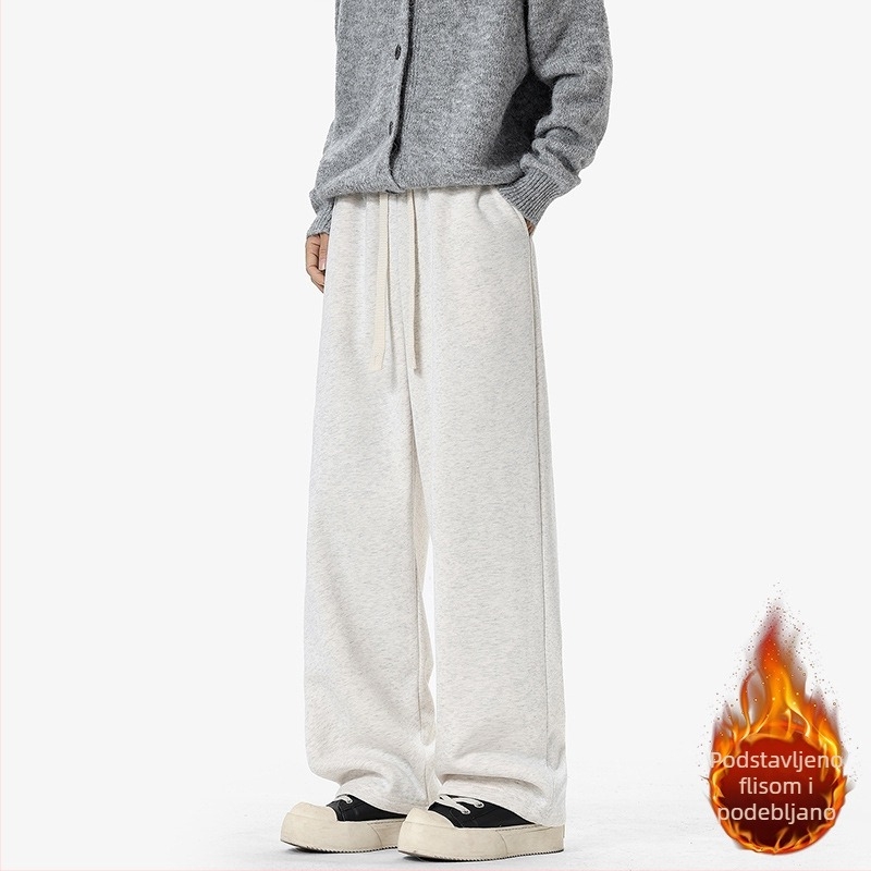ACU muške zimske hlače - tople i udobne, ravnog kroja, širokih nogavica, sportsko-casual hlače od pamuk-poliester smjesa