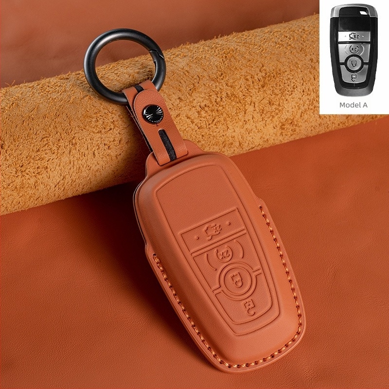 Etui za Ford ključ - koža prvog sloja, luksuzni stil (HF, bez prilagođavanja)