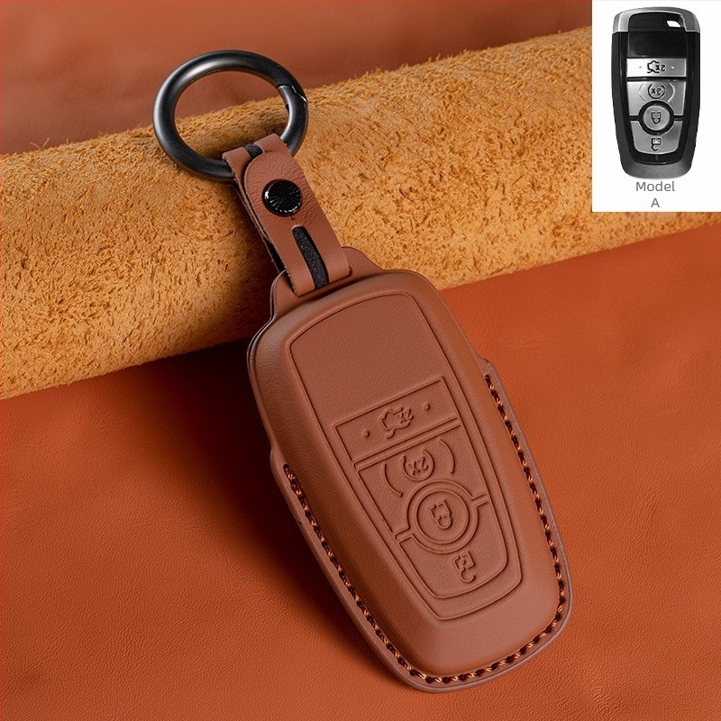 Etui za Ford ključ - koža prvog sloja, luksuzni stil (HF, bez prilagođavanja)