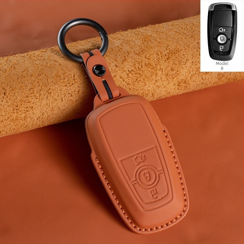 Etui za Ford ključ - koža prvog sloja, luksuzni stil (HF, bez prilagođavanja)