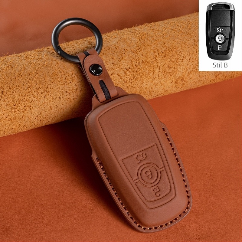 Etui za Ford ključ - koža prvog sloja, luksuzni stil (HF, bez prilagođavanja)