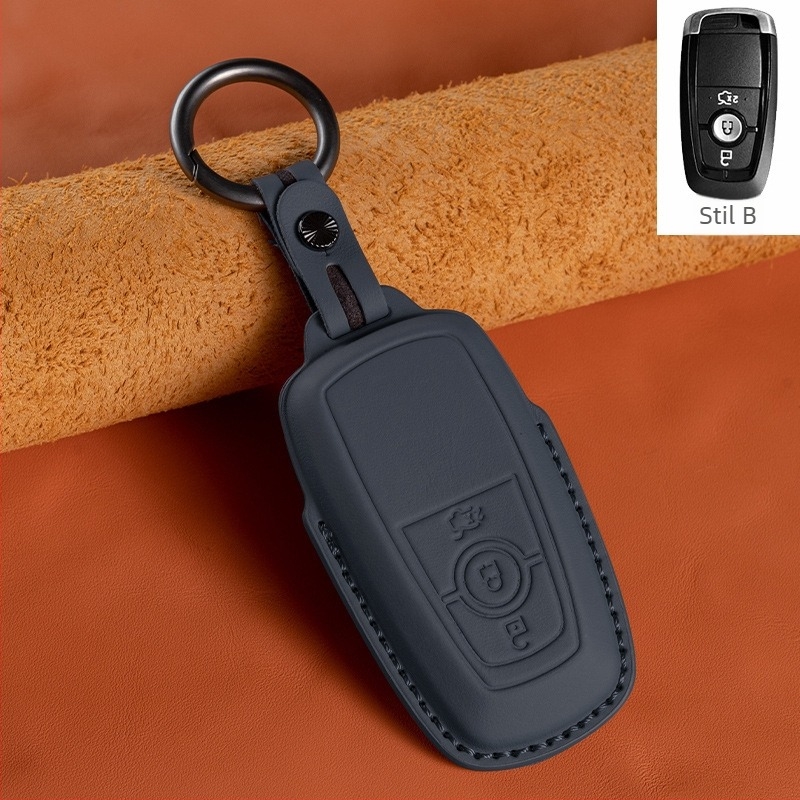 Etui za Ford ključ - koža prvog sloja, luksuzni stil (HF, bez prilagođavanja)