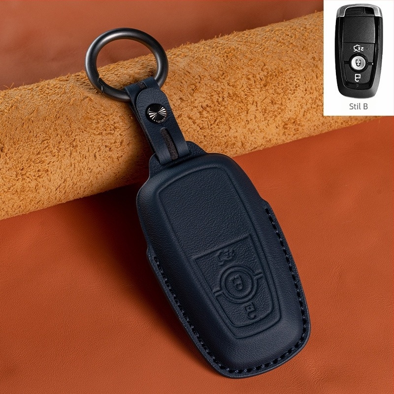 Etui za Ford ključ - koža prvog sloja, luksuzni stil (HF, bez prilagođavanja)