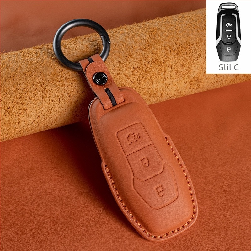 Etui za Ford ključ - koža prvog sloja, luksuzni stil (HF, bez prilagođavanja)