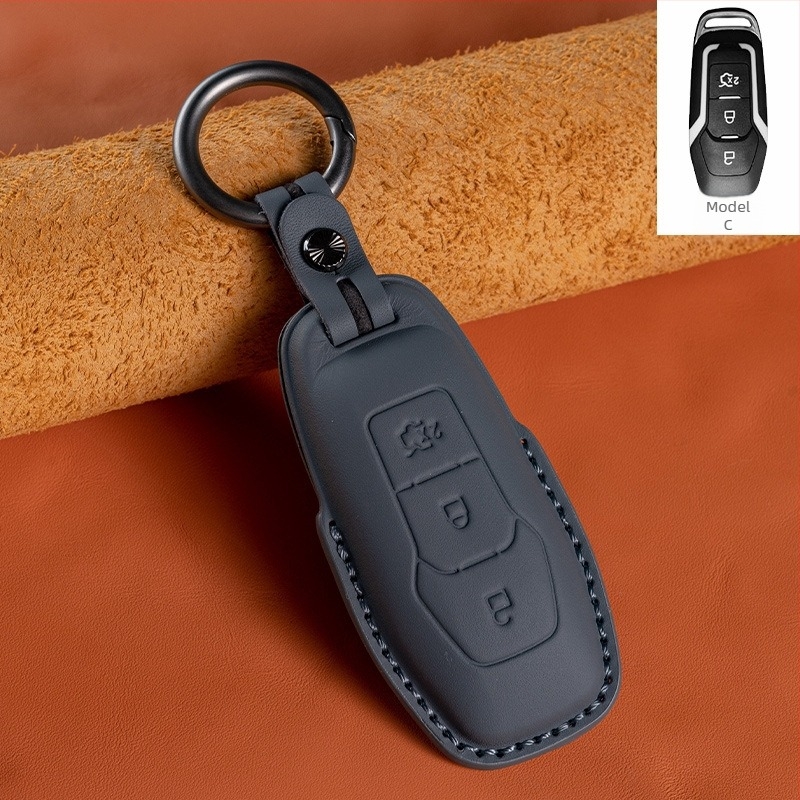 Etui za Ford ključ - koža prvog sloja, luksuzni stil (HF, bez prilagođavanja)