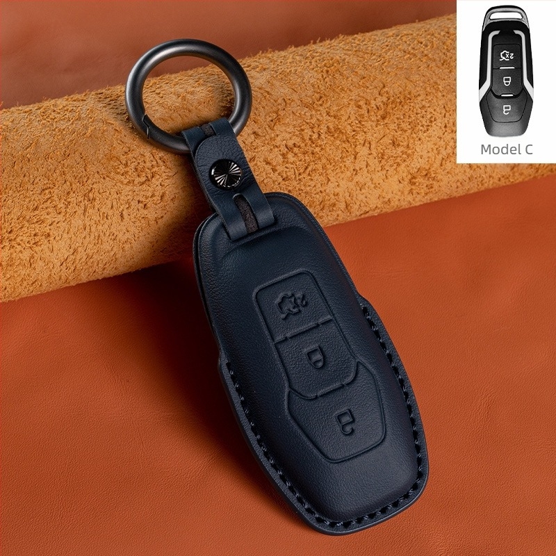 Etui za Ford ključ - koža prvog sloja, luksuzni stil (HF, bez prilagođavanja)