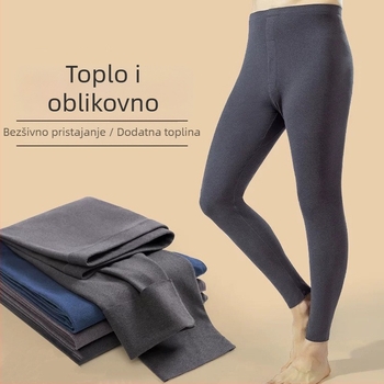 Muške bezšivne tople termalne hlače s dvostrano četkanim unutrašnjim slojem, poliester, umjerena debljina 181–200 g/m2