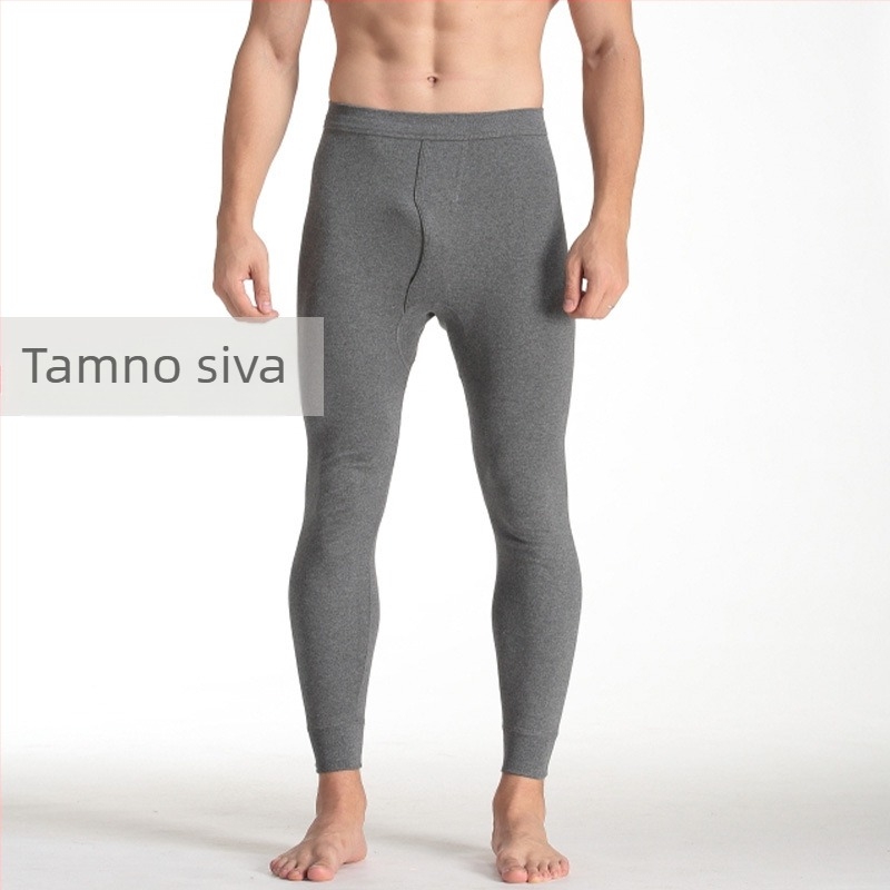 Muške termalne hlače od pamuka, debeli, jednodjelne, tople, jednobojni uzorak