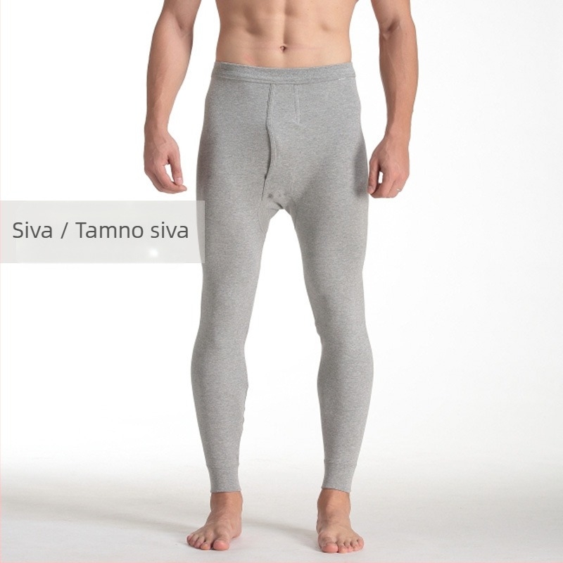 Muške termalne hlače od pamuka, debeli, jednodjelne, tople, jednobojni uzorak
