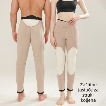 Ženske termalne hlače s vunenim punjenjem, flis podstava, visoki pojas, tri sloja, iznimno debela vuna (501–600 g/m²)