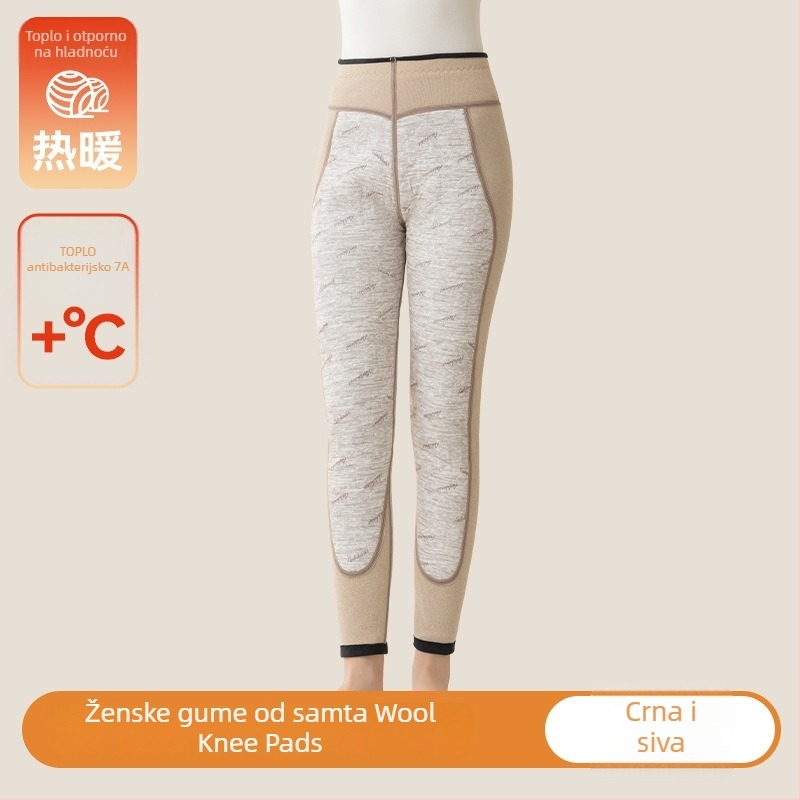 Ženske termalne hlače s vunenim punjenjem, flis podstava, visoki pojas, tri sloja, iznimno debela vuna (501–600 g/m²)