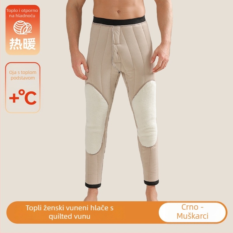 Ženske termalne hlače s vunenim punjenjem, flis podstava, visoki pojas, tri sloja, iznimno debela vuna (501–600 g/m²)