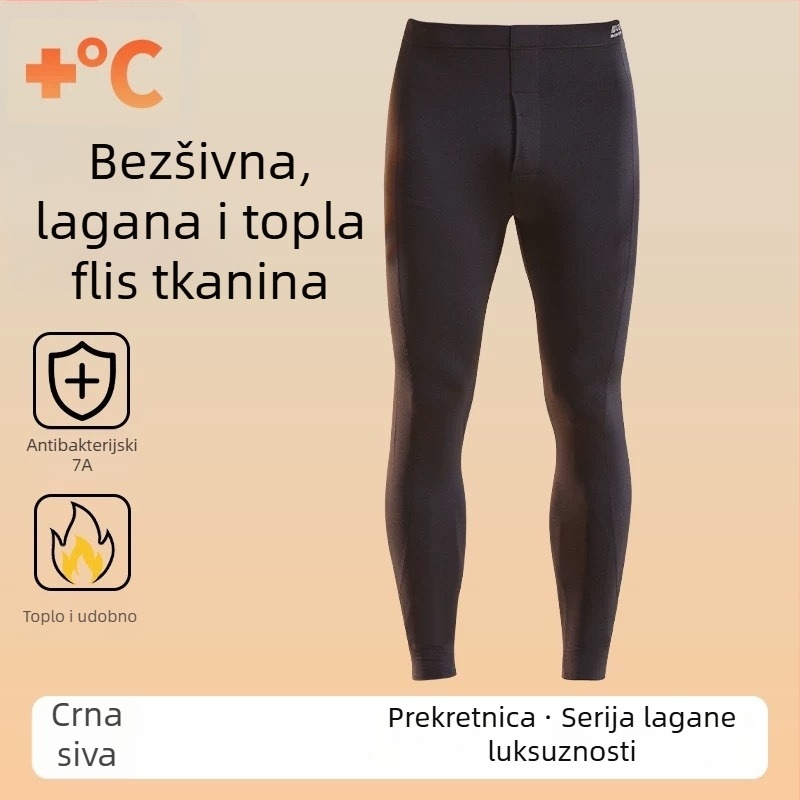 Besprijekorne termične hlače s visokim strukom za unisex, antibakterijske, dvostruki sloj od coral fleece-a (Materijal: Coral fleece; Gustoća: Extra thick 301–350 g/m²)