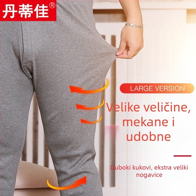 Muške pamučne termalne hlače – jednovrstne, jednobojne, zadržavaju toplinu, 141–160 g/m²