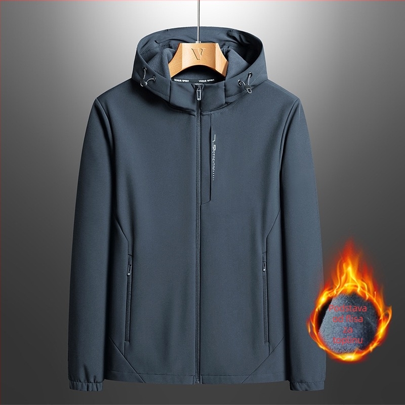 Muška Soft Shell jakna s flecom, kapuljačom, zatvaračem, poliesterom, izdržljiva