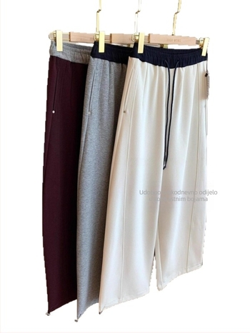 Ženske casual hlače s elastikom u struku, mješavina pamuka i poliestera (30-50% pamuka, 50-70% poliester), ravni kroj, jesen 2025