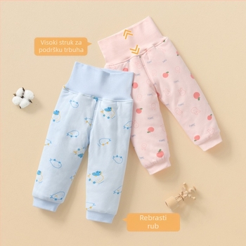 Dječje tople hlače s visokim strukom, unisex, 100% pamuk, zima