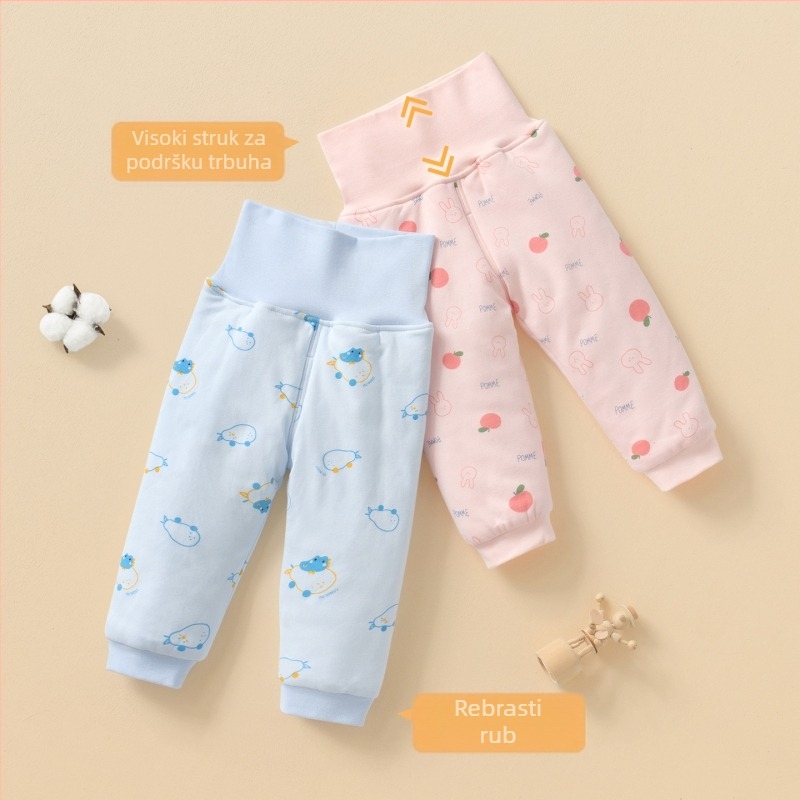 Dječje tople hlače s visokim strukom, unisex, 100% pamuk, zima