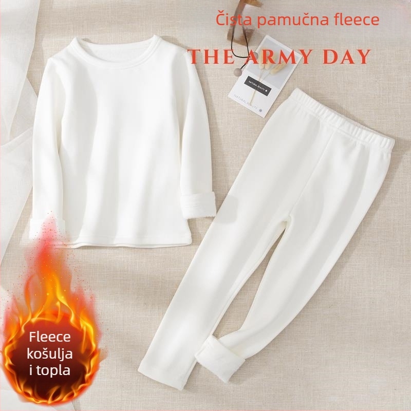 Dječji termalni set donjeg rublja – pamuk, dvostruki sloj, debeo, visok pojas, umjerena toplina