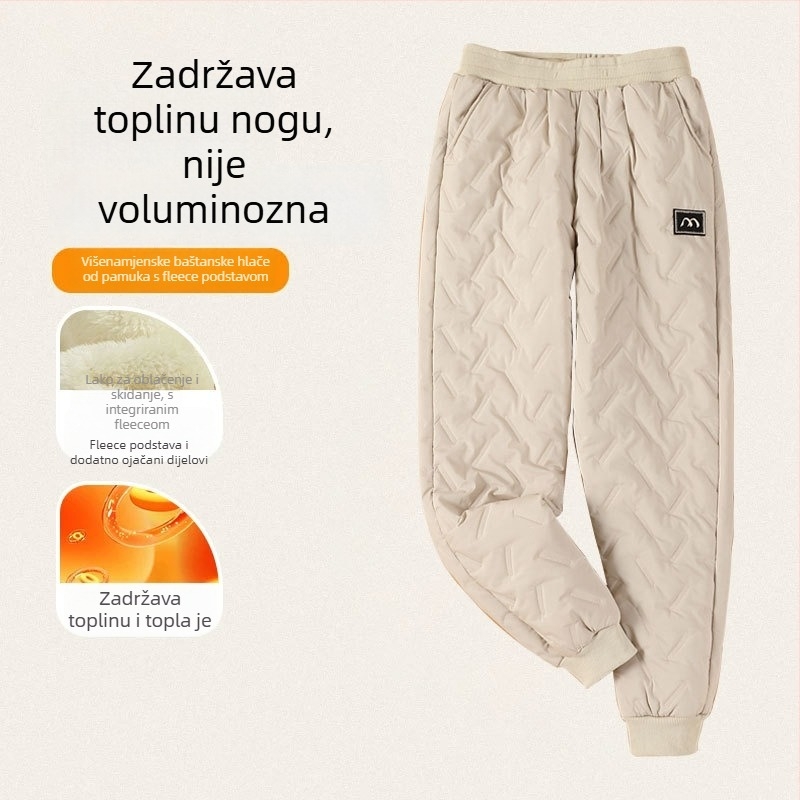 Ženske pamucne hlače s flis podstavom, izuzetno debeli, otporni na vjetar i vodu, visokim strukom, široki harém kroj
