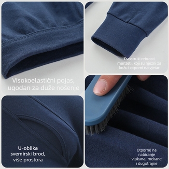 Muške termalne hlače od 100% pamuka, visokim strukom, dužina 9/10, 230 g, srednje gustoće