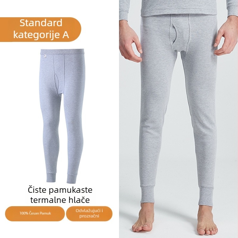Muške termalne hlače od 100% pamuka, visokim strukom, dužina 9/10, 230 g, srednje gustoće