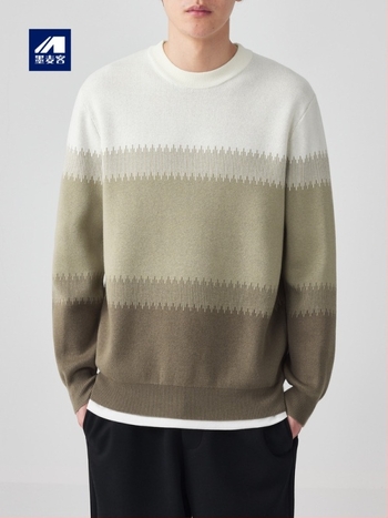 M-MAICCO color-block sesame-dot jacquard džemper s okruglim izrezom, dugi rukavi, pamukasto-mješani materijal, zima 2025