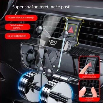 Držač za telefon u autu za Audi — Snap-On montaža na ploču, dizajn sa četiri boda zaključavanja, kompatibilan s modelima A4L/A6L/A3/Q5L/Q2L/Q3/A5/A7/Q7/A8L/Q8