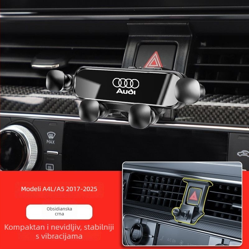 Držač za telefon u autu za Audi — Snap-On montaža na ploču, dizajn sa četiri boda zaključavanja, kompatibilan s modelima A4L/A6L/A3/Q5L/Q2L/Q3/A5/A7/Q7/A8L/Q8