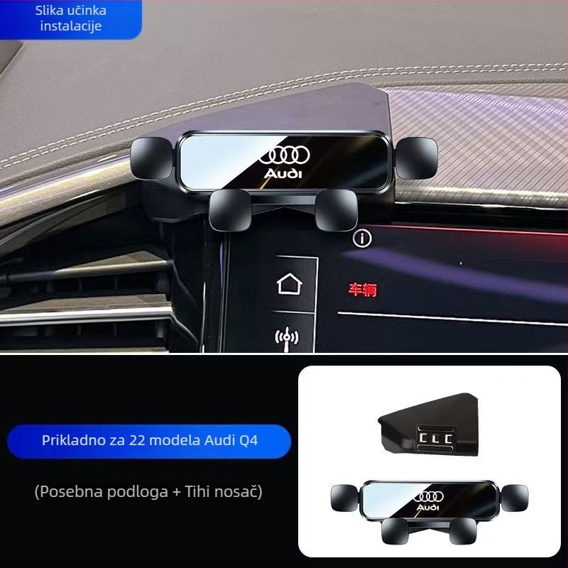 Držač za telefon u autu za Audi — Snap-On montaža na ploču, dizajn sa četiri boda zaključavanja, kompatibilan s modelima A4L/A6L/A3/Q5L/Q2L/Q3/A5/A7/Q7/A8L/Q8