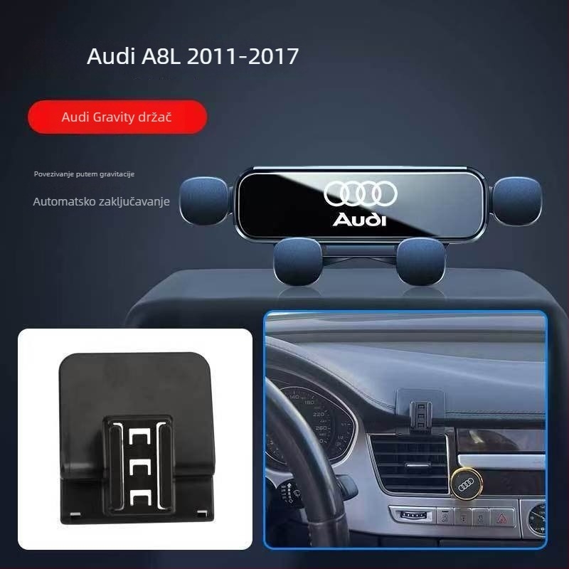 Držač za telefon u autu za Audi — Snap-On montaža na ploču, dizajn sa četiri boda zaključavanja, kompatibilan s modelima A4L/A6L/A3/Q5L/Q2L/Q3/A5/A7/Q7/A8L/Q8