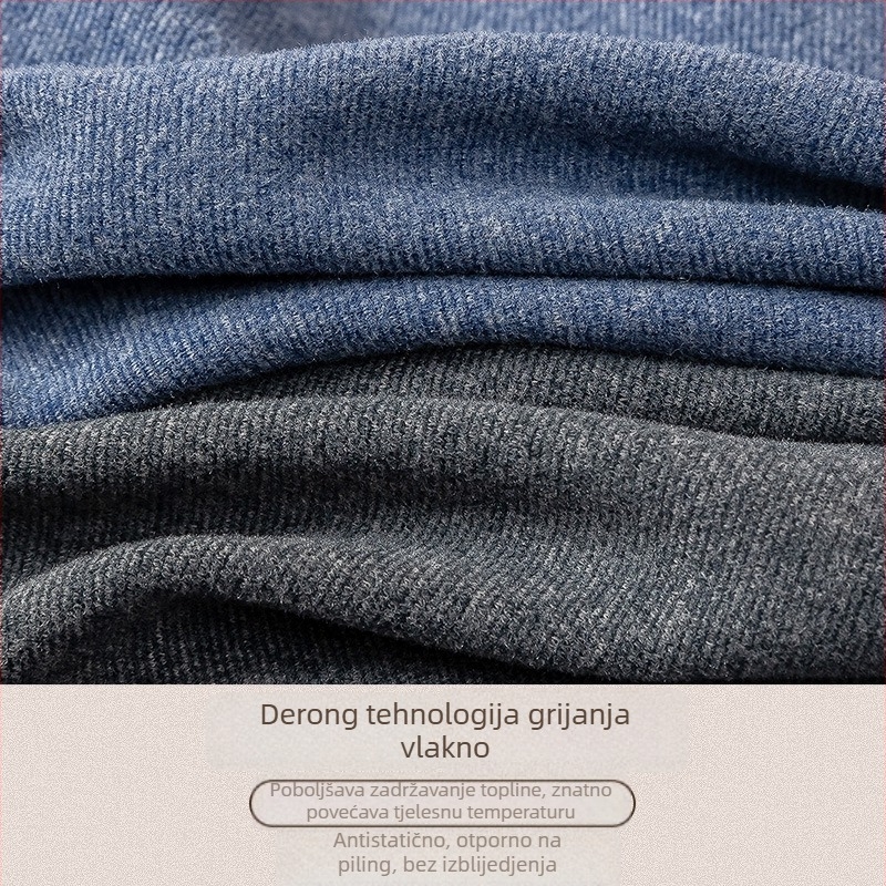 Muški termalni prsluk s fleece podstavom, bezšavni, V-izrez, dvostruki sloj, pulover stil (Poliester; fleece podstava; bezšav; V-izrez; dvostruki sloj)