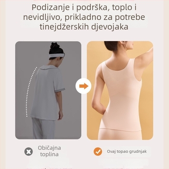 Bezšivni termalni top s džepom za tinejdžerice, fiksirani jastučić za poprsje, osnovni sloj toplog donjeg rublja